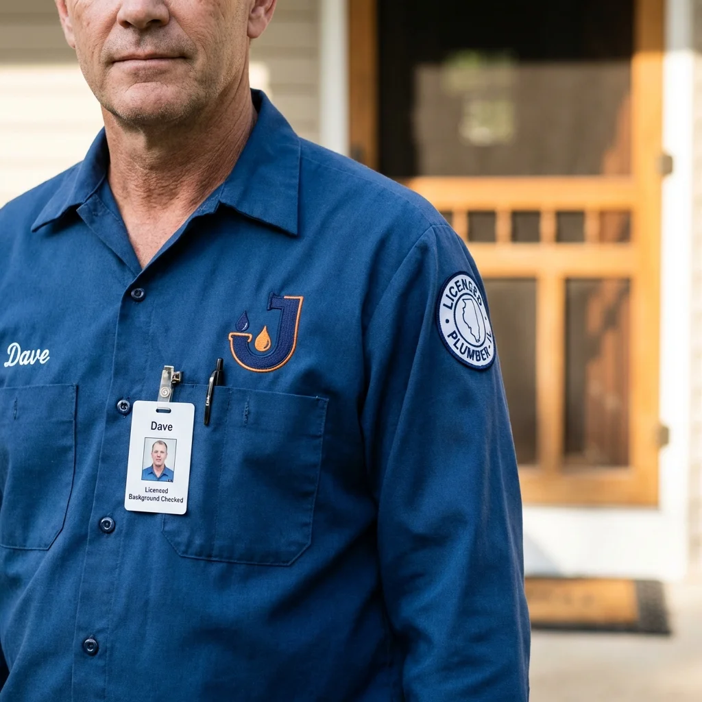 Licensed plumber showing ID badge in Hawthorne, NV
