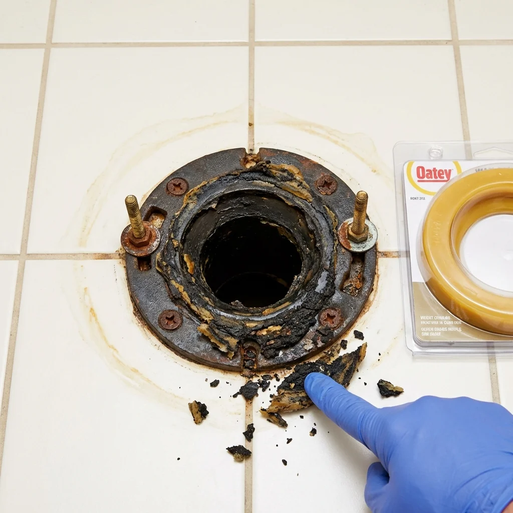 Failed wax ring showing water seepage at the base of a toilet in a Hawthorne, NV home