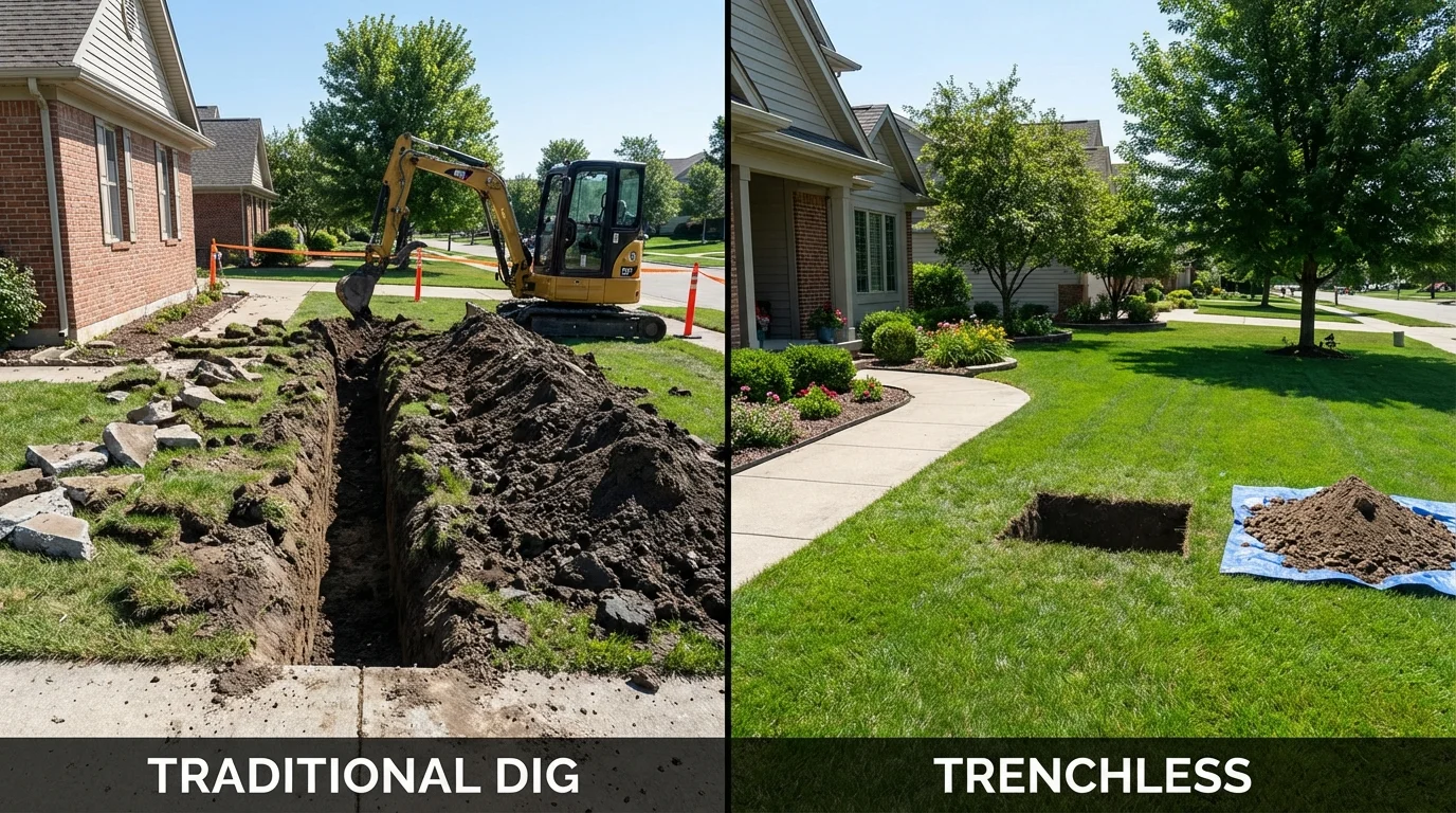 Trenchless sewer repair with minimal yard damage versus traditional excavation in Hawthorne, NV